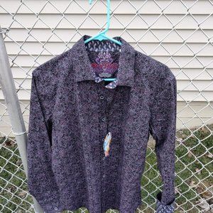 Robert Graham Long Sleeve Casual Shirt Black Purple Briggs Medium RFF221504MCF